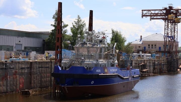 В Татарстане спустили на воду новый корабль для Росгвардии. Публикуем фото