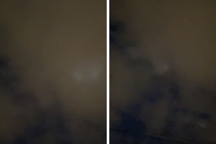 Необычные световые пятна легко различались на облаках