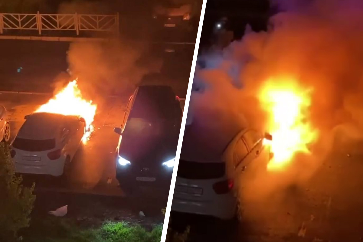 «Неудачно потушил окурок». В Екатеринбурге среди ночи загорелся Mercedes-Benz