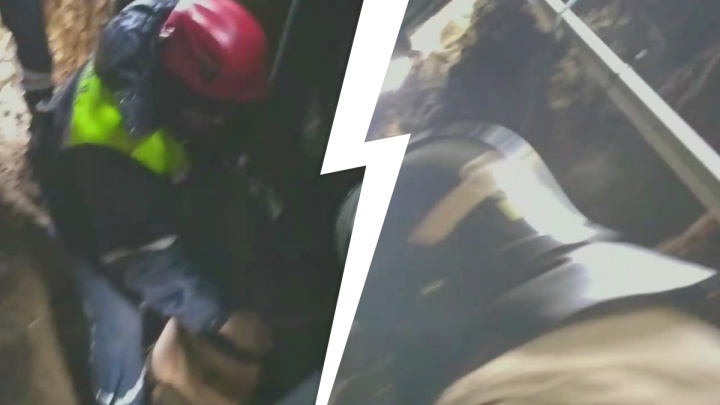 Грунт сыпался на спасателей. Видео подъема тела погибшего в Академическом строителя