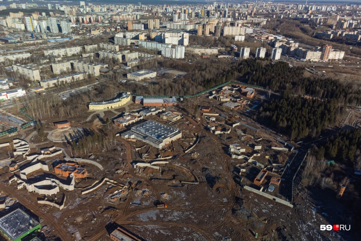 Вот так сейчас выглядит место строительства нового пермского зоопарка с высоты Вот так сейчас выглядит место строительства нового пермского зоопарка с высоты