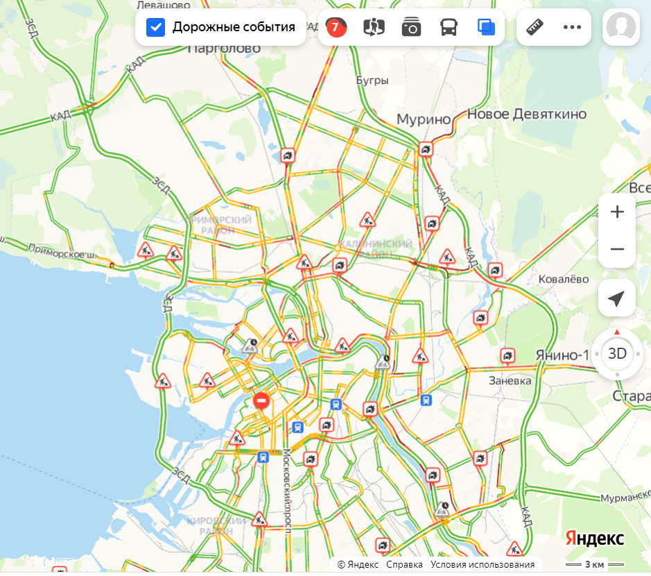 Карта санкт петербурга с пробками