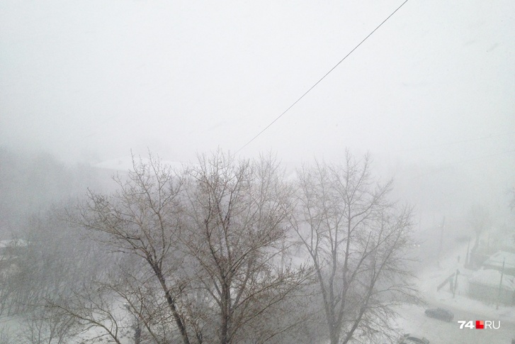 Снегопад обрушился на Челябинск днем