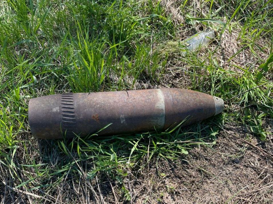 Ржавый снаряд нашли на берегу Глухарки у Юнтолово