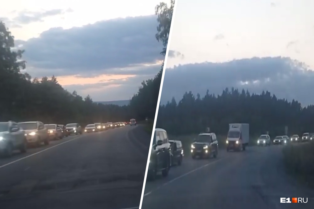 Видео: водитель снял нескончаемую пробку под Екатеринбургом. Очередь из машин растянулась на километры