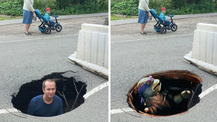 Россияне смеются над дорогами Архангельска: они сделали кучу смешных фотожаб с черной дырой