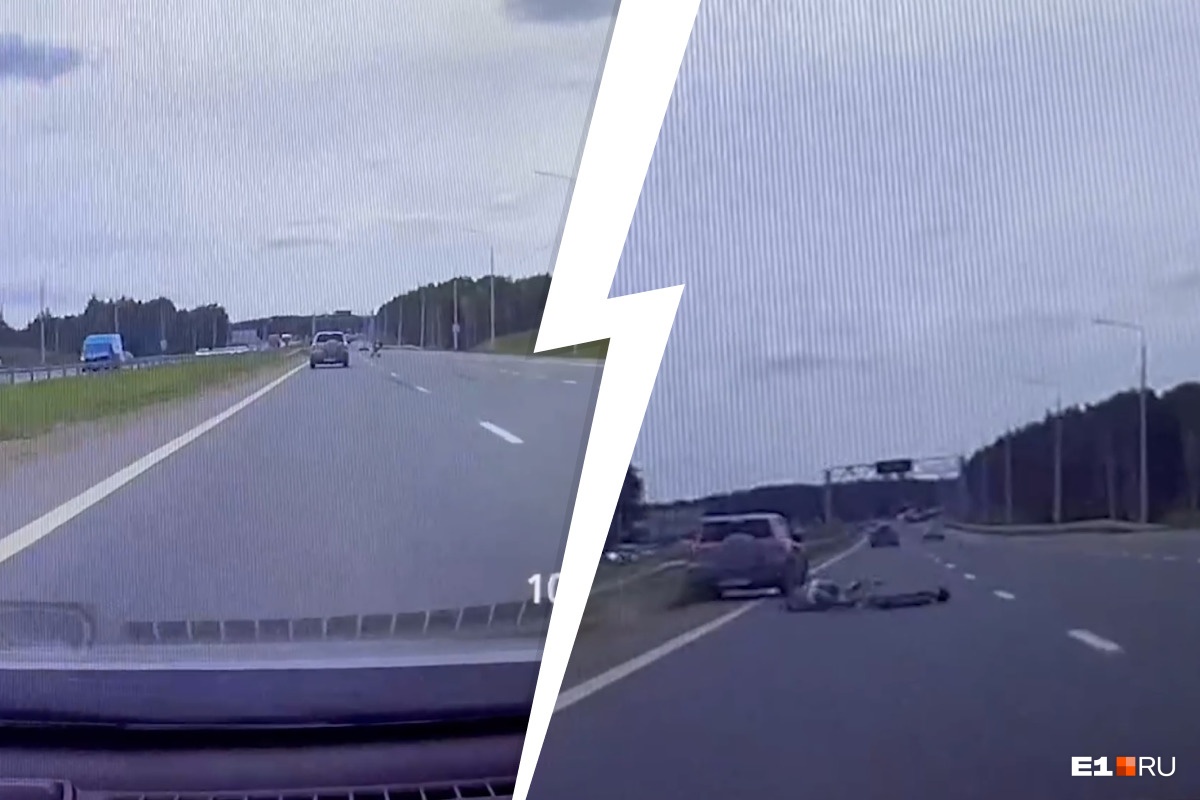 Жуткое видео: самокатчик на полном ходу врезался в машину на Челябинском тракте