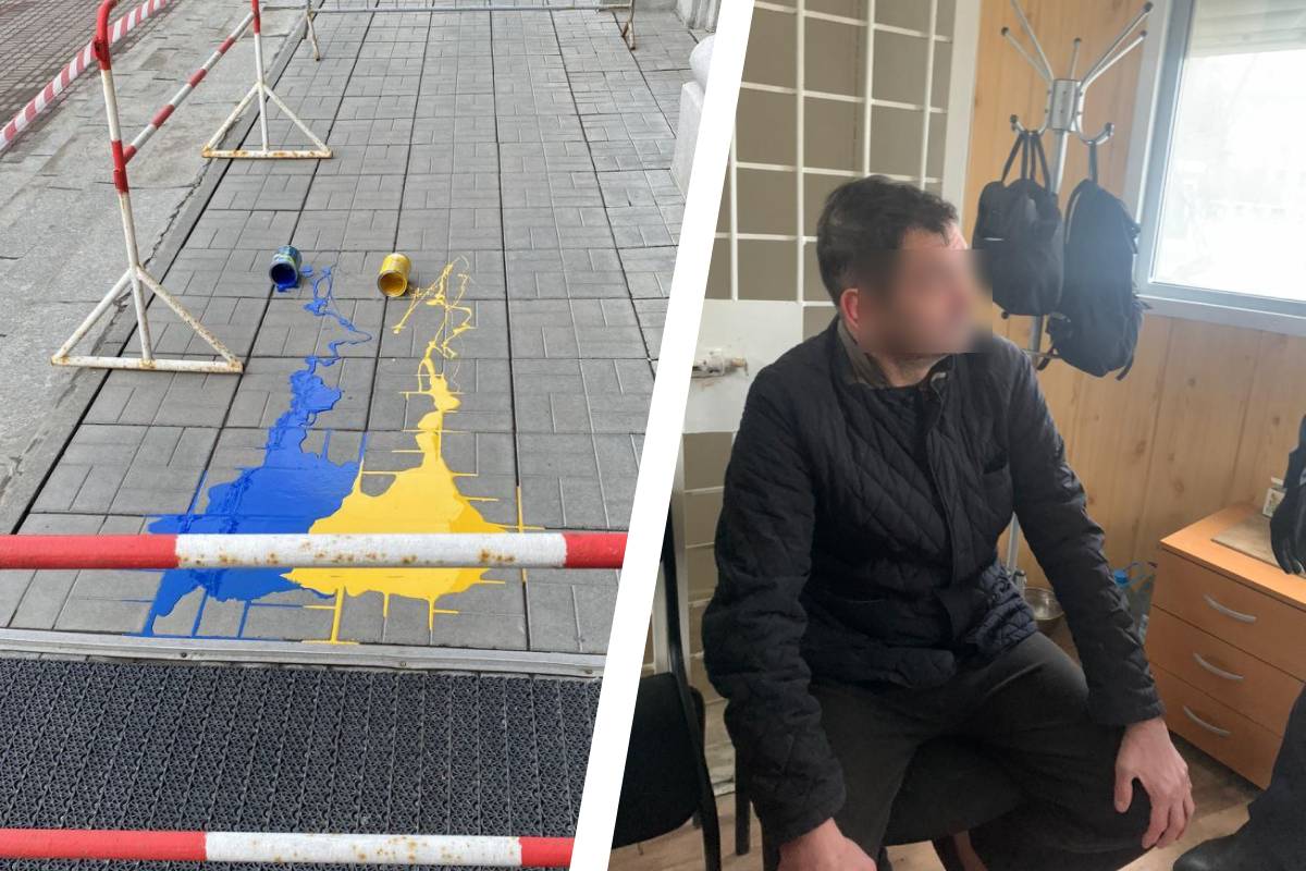 В Новосибирске задержали директора котельной — он облил крыльцо мэрии желтой и синей краской