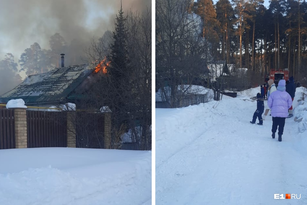 Под Екатеринбургом сгорел огромный частный дом. Есть пострадавшие