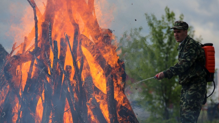 Едкий дым и языки пламени: фоторепортаж UFA1.RU с учений по тушению лесных пожаров