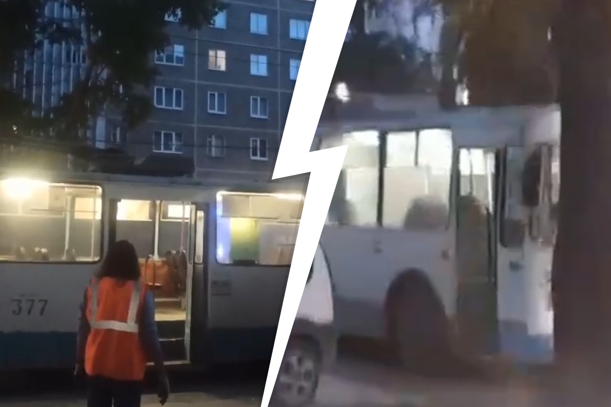 Видео: в Пионерском районе чуть-чуть загорелся троллейбус