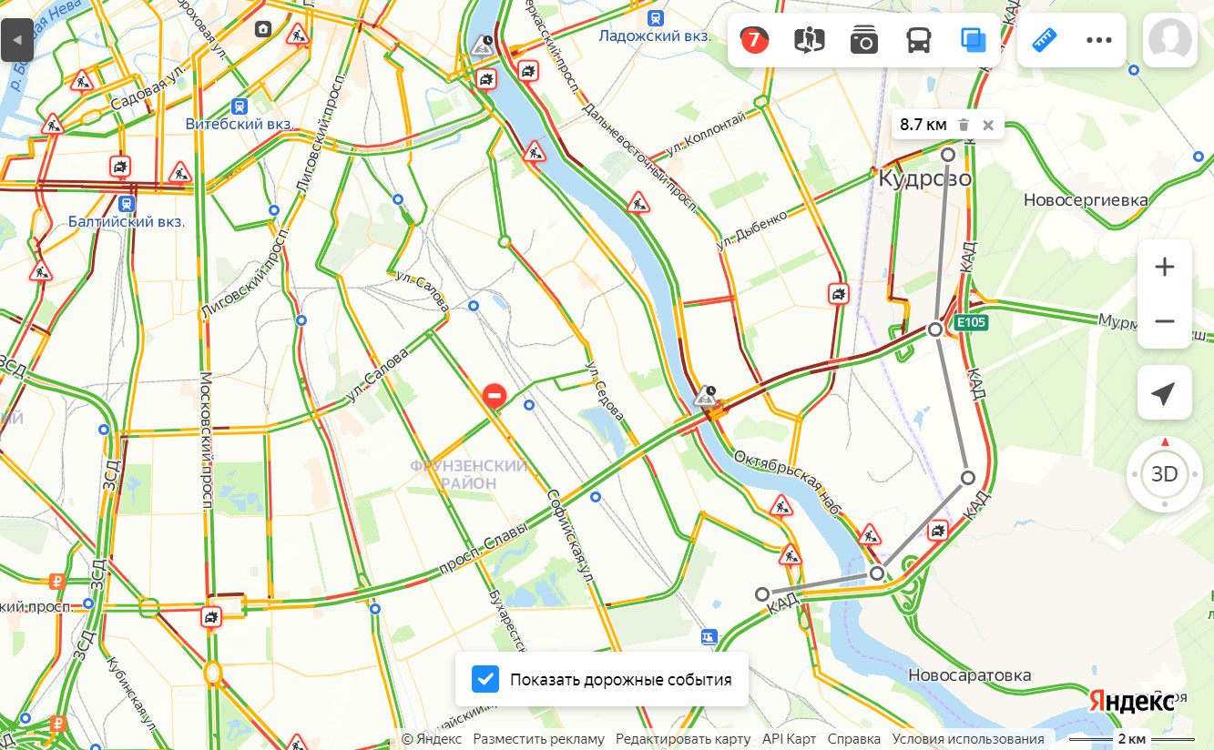 Карта спб с пробками в реальном