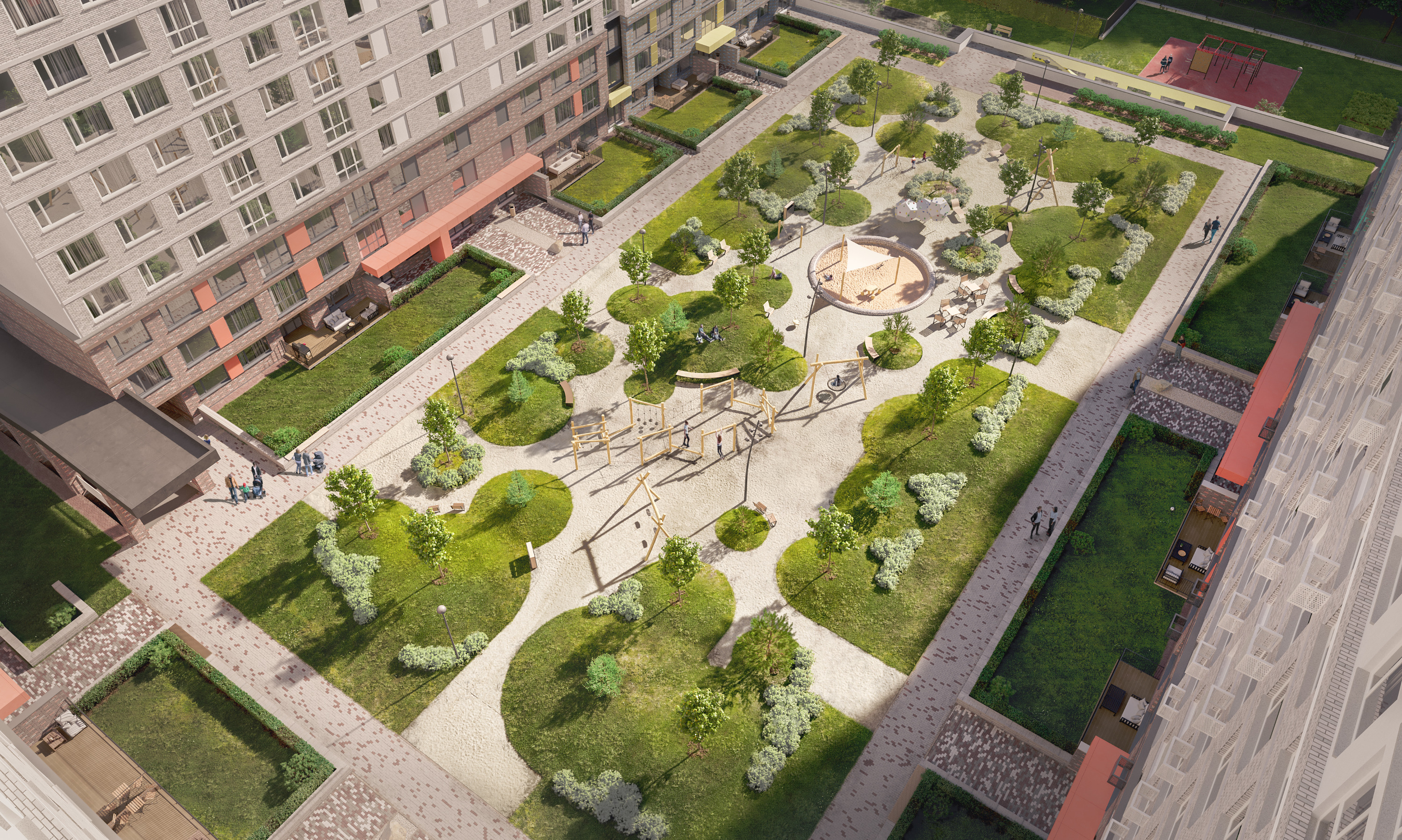 По стилю организации пространства двор будет похож на регулярный парк