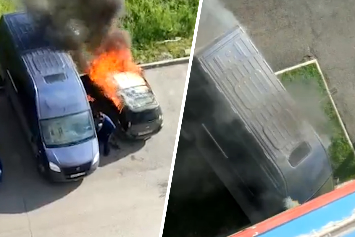В Каменске-Уральском мужчина погиб, пытаясь спасти свою машину от огня. Всё это попало на видео