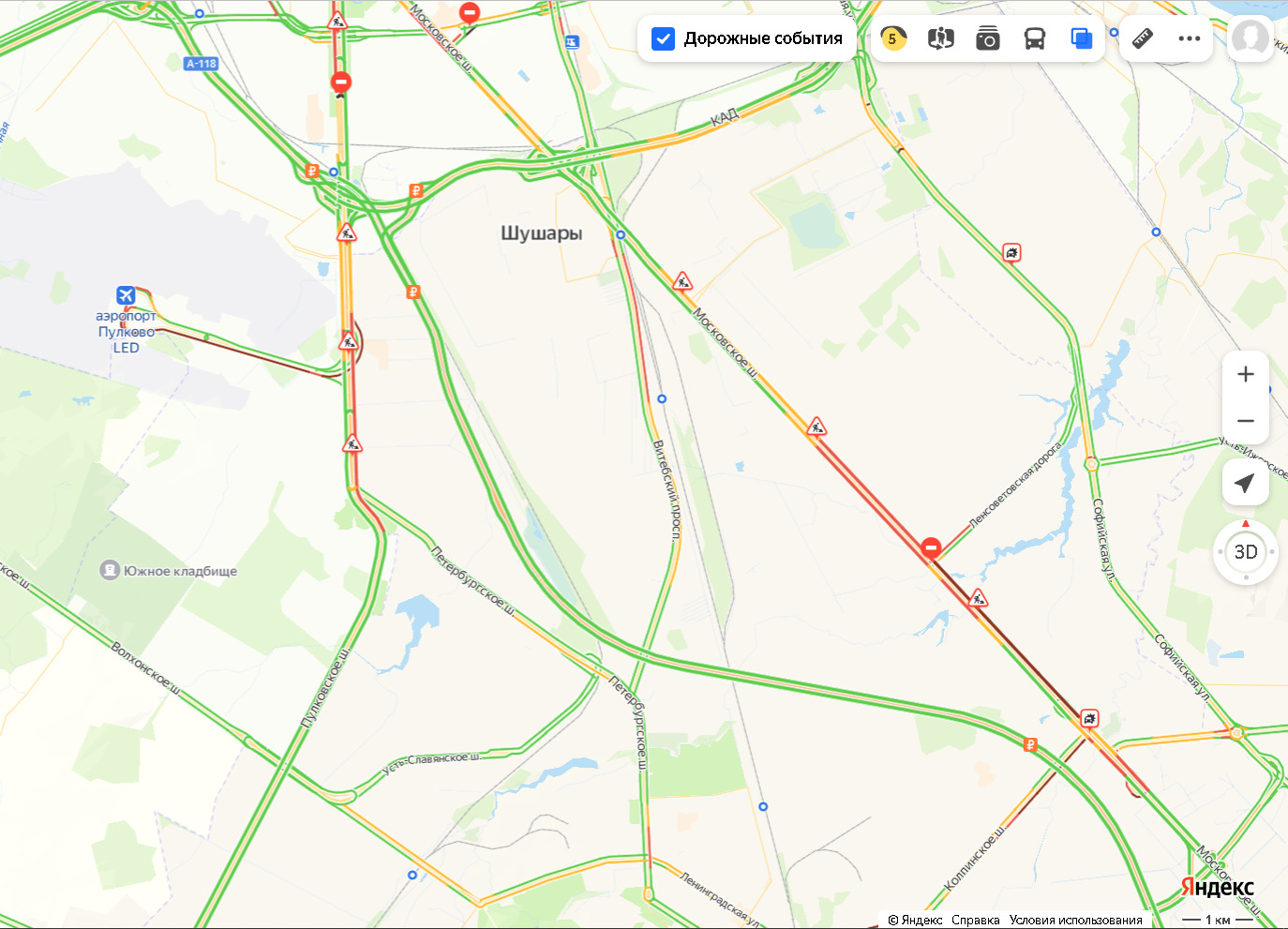 Санкт петербург карта пробки