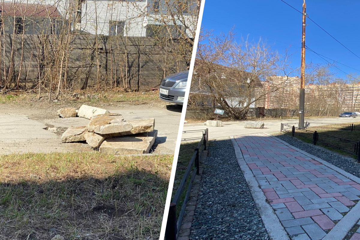 Груды бетонных блоков: жители Уралмаша жалуются, что не могут подъехать к домам из-за ограждений