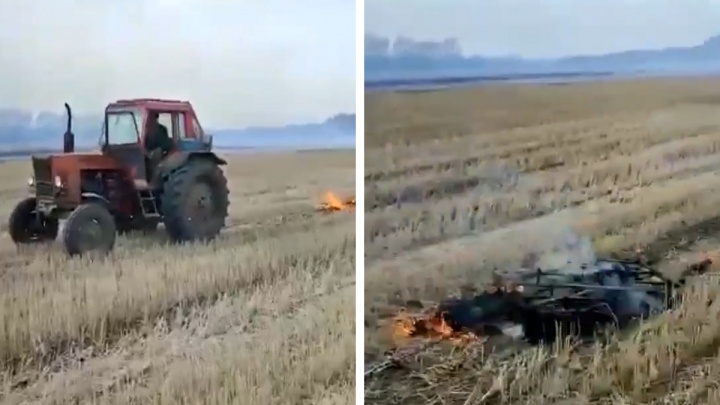 В НСО тракторист поджигал траву горящей бороной. Задание ему дал директор