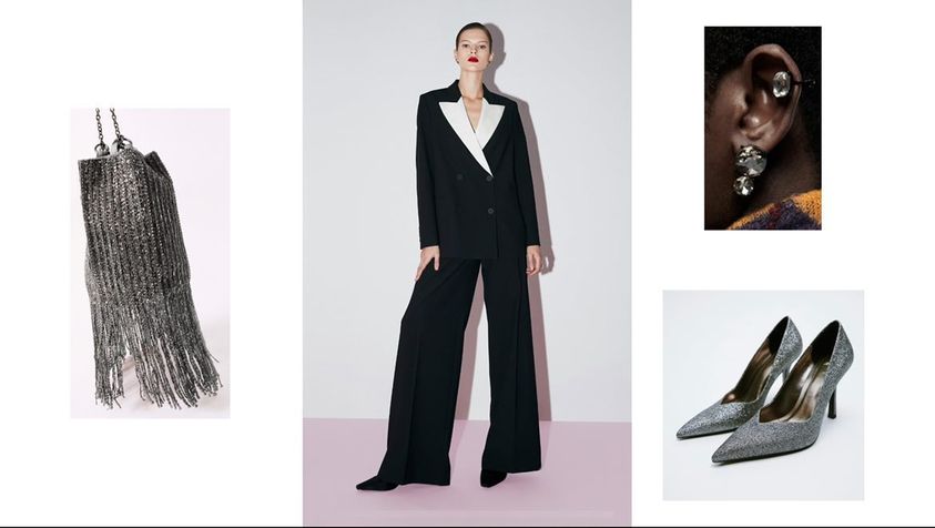 Для корпоратива Вероника советует блейзер Lime, брюки Lime, сумку Zara, туфли Zara Для корпоратива Вероника советует блейзер Lime, брюки Lime, сумку Zara, туфли Zara