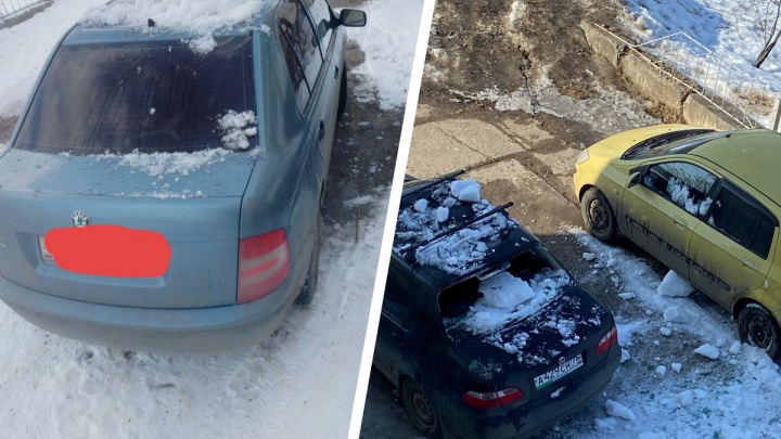 Два случая за 12 дней: в Ярославском районе глыбы льда рухнули с крыши дома на припаркованные машины