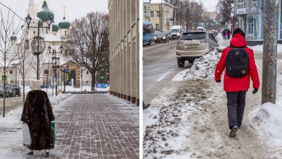 Тротуар нормального человека VS тротуар чиновника: смотрим, как убирают Ярославль зимой