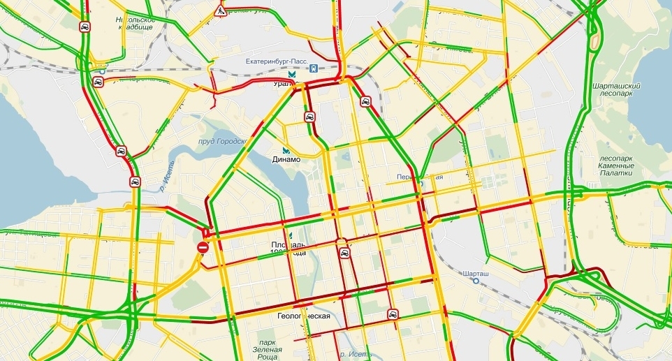 Пробки в екатеринбурге екб на карте