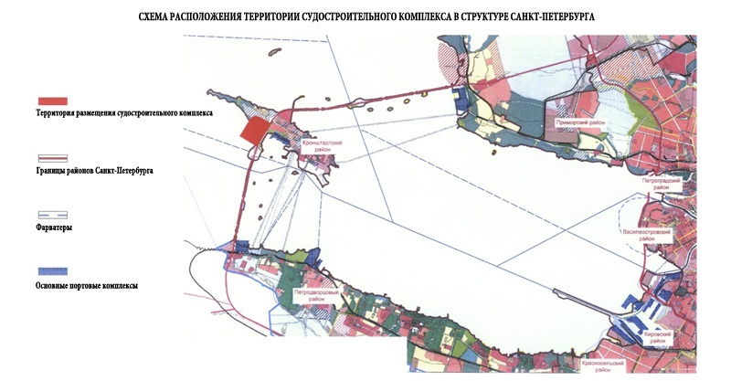 схема расположения территории судостроительного комплекса в структуре Санкт-Петербурга
