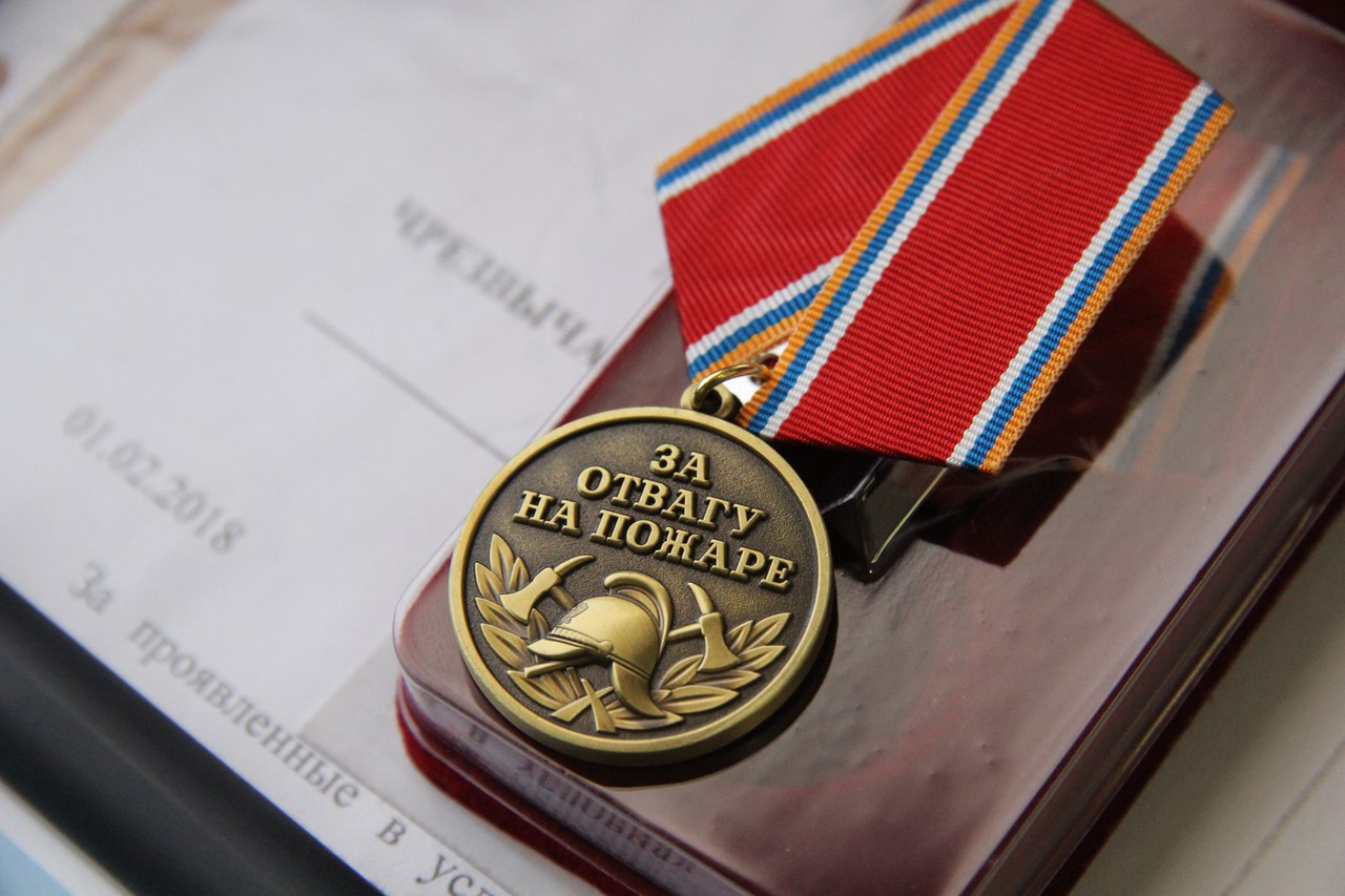 Героев наградили медалями "За отвагу на пожаре"