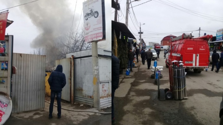 Дым было видно за несколько кварталов: в центре Перми у рынка сгорели сараи