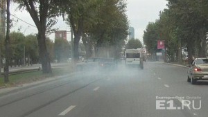 Nissan врезался в дерево.
Nissan врезался в дерево.