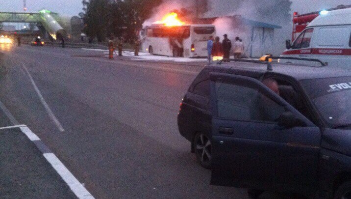 В Челябинской области сгорел второй рейсовый автобус за день