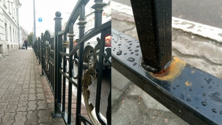 Новый забор с мишками в центре Ярославля уже заржавел