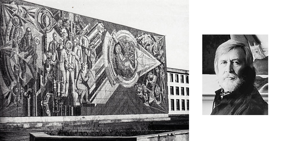 Панно «Завоевание космоса». Византийская мозаика, 1976 год;  Владимир Мишин  – автор панно