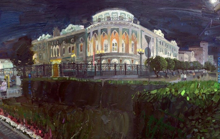 Творец изобразил одно из самых узнаваемых зданий Екатеринбурга – Дом Севастьянова.