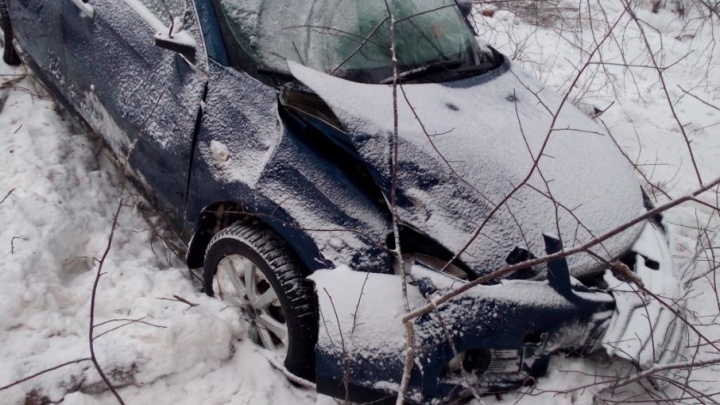 В Красноборском районе водителя на  «Ниссане» занесло в кювет