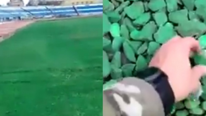 Футбольное поле «Шинника» для учений засыпали зелеными камнями