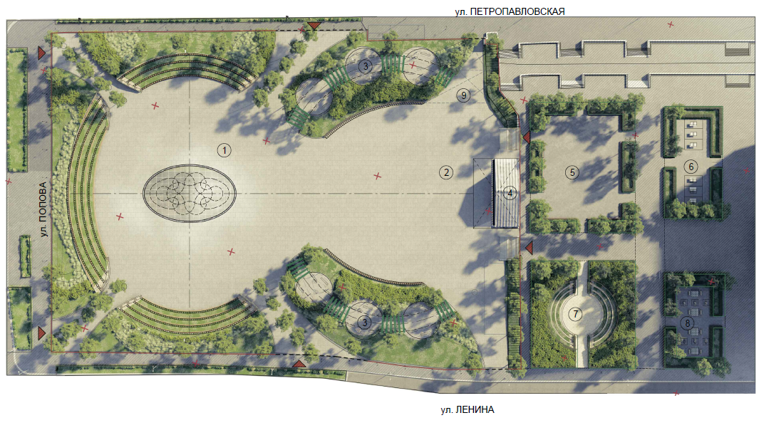 Проект «СБ Девелопмент» предполагает, что в центре амфитеатра будет фонтан