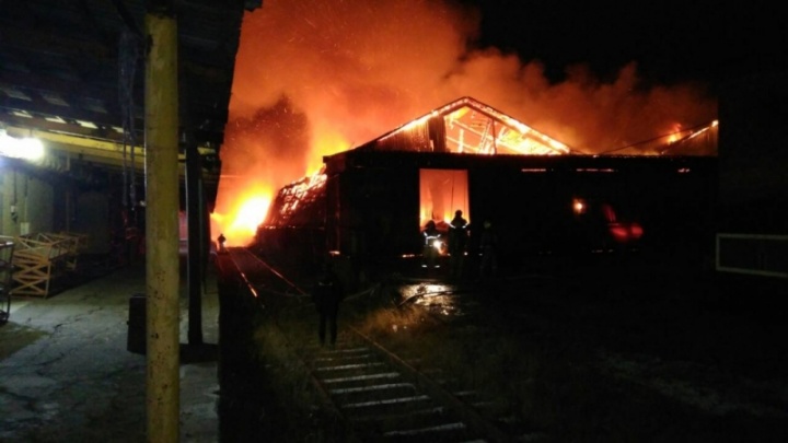 Ночью на Героев Хасана в Перми сгорел склад с металлическими изделиями