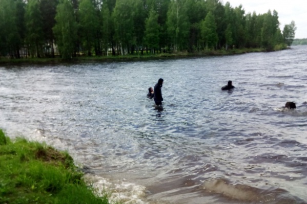 Водолазы продолжают обследовать прибрежную зону водоёма.
Водолазы продолжают обследовать прибрежную зону водоёма.