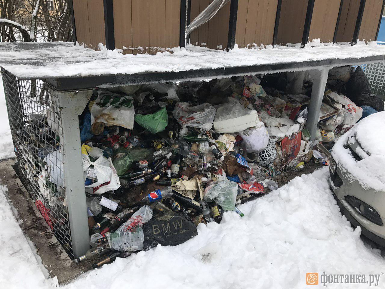 Переполненные площадки зимой