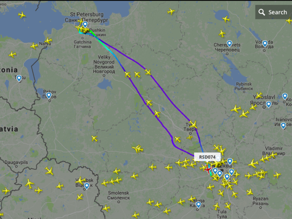скриншот страницы сайта flightradar24.com
