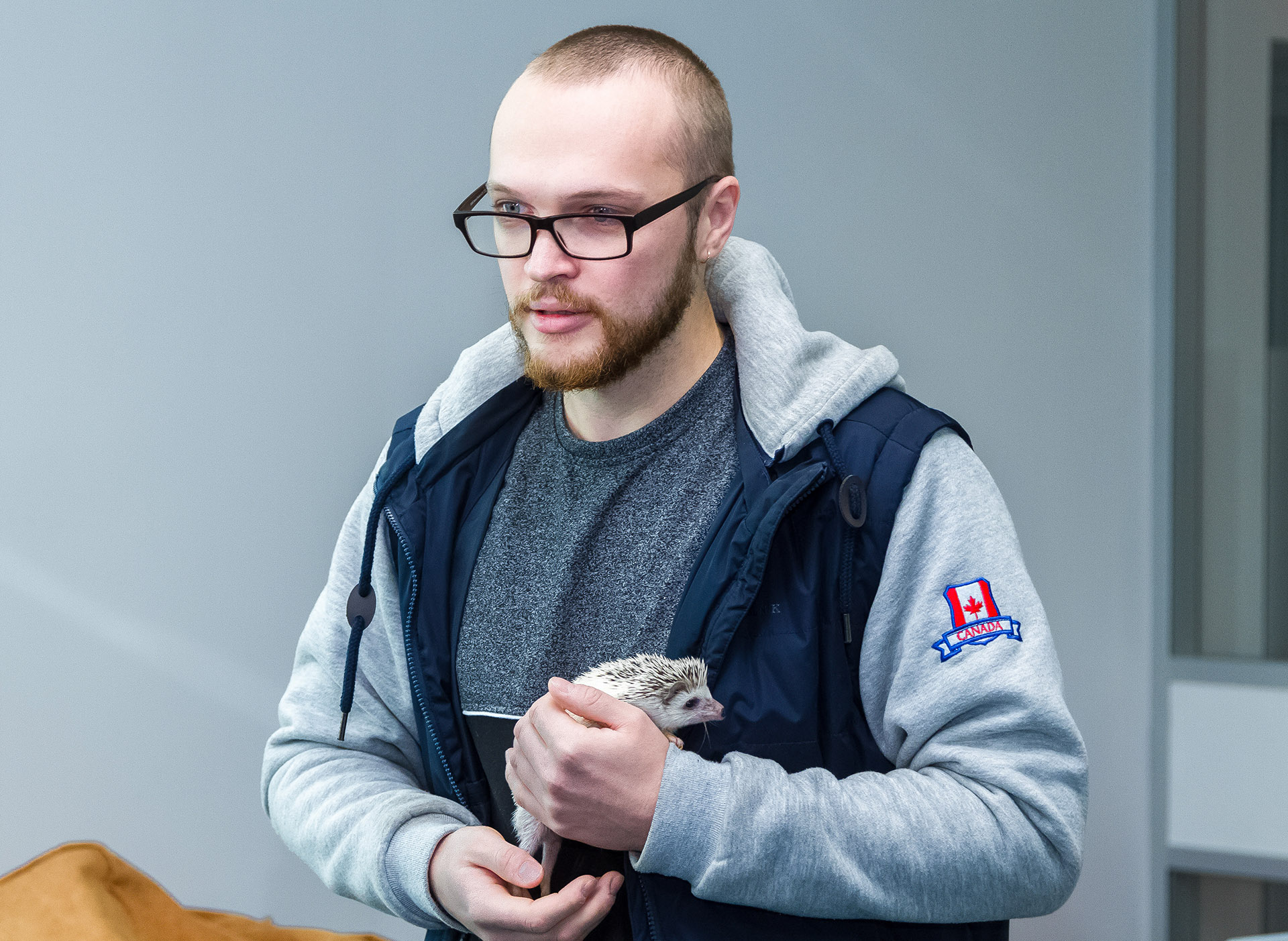 Алексея ежи очень любят: если на незнакомых людей они поначалу настороженно фыркают, то к нему на руки идут с радостью Алексея ежи очень любят: если на незнакомых людей они поначалу настороженно фыркают, то к нему на руки идут с радостью