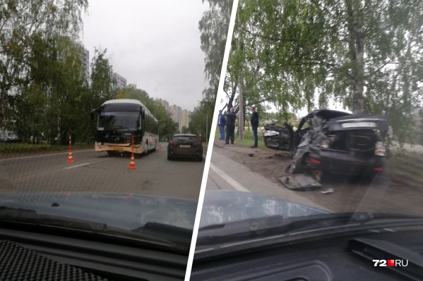 В результате столкновения легковушку отбросило на обочину В результате столкновения легковушку отбросило на обочину
