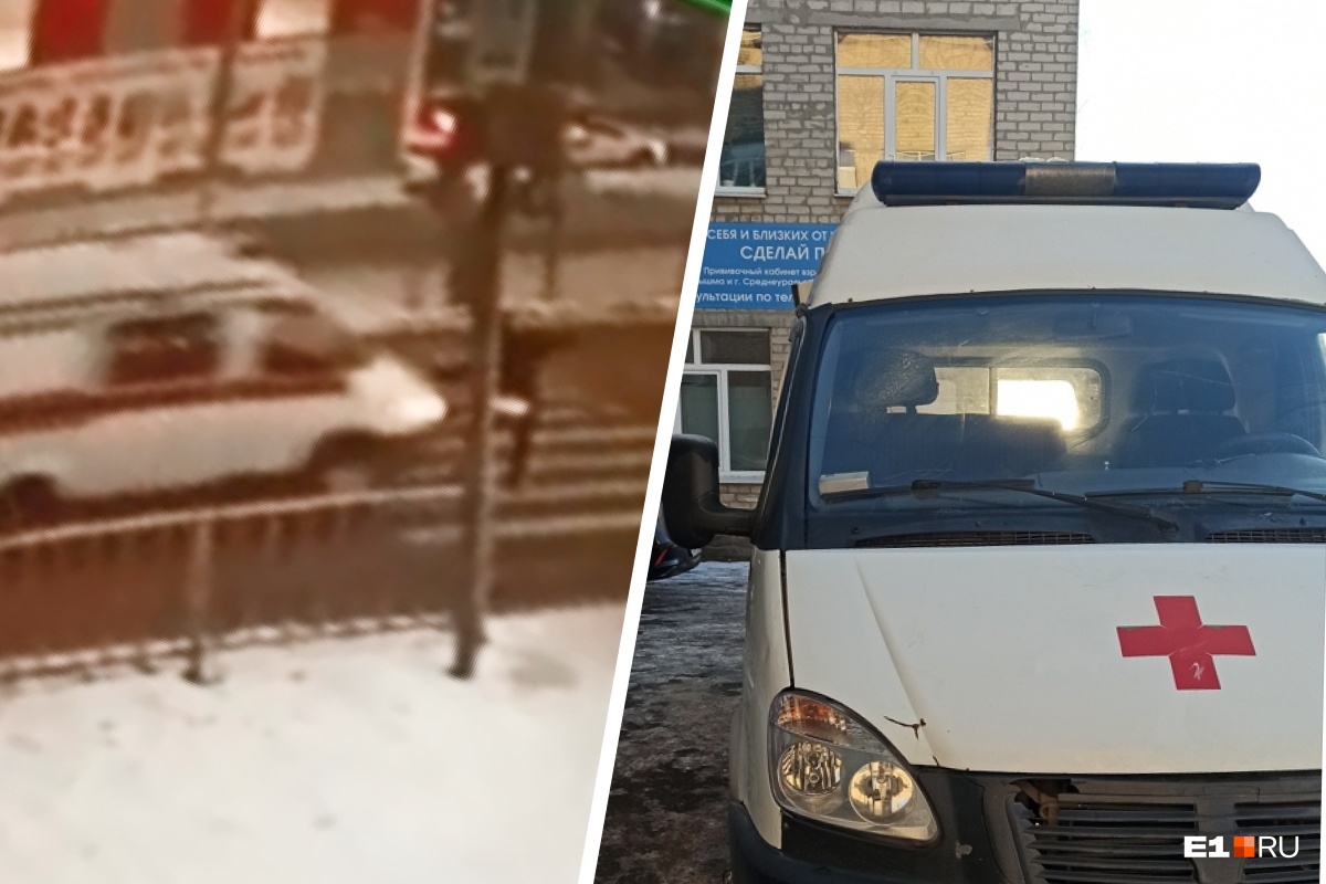 Скорая помощь несется на красный и сбивает пешехода на переходе: момент ДТП на Урале попал на видео