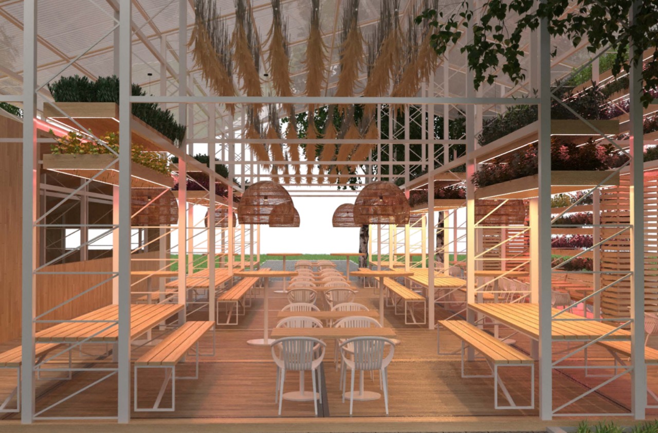 В парке Маяковского откроется летнее кафе с экотеплицей: показываем, каким оно будет