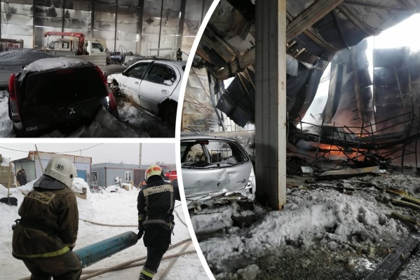В ангаре хранились останки автомобилей В ангаре хранились останки автомобилей