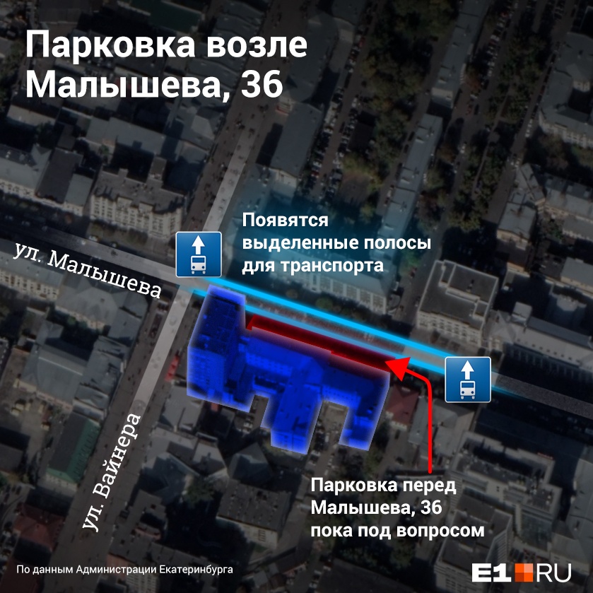 Вместо парковки на ул. Малышева, 36 появится выделенная полоса для общественного транспорта