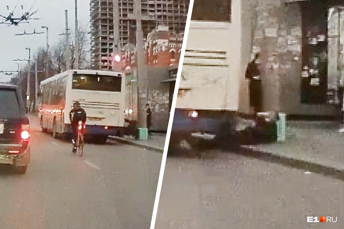 На это больно смотреть: в Екатеринбурге мужчина выпал из автобуса и ударился головой о бетонную урну