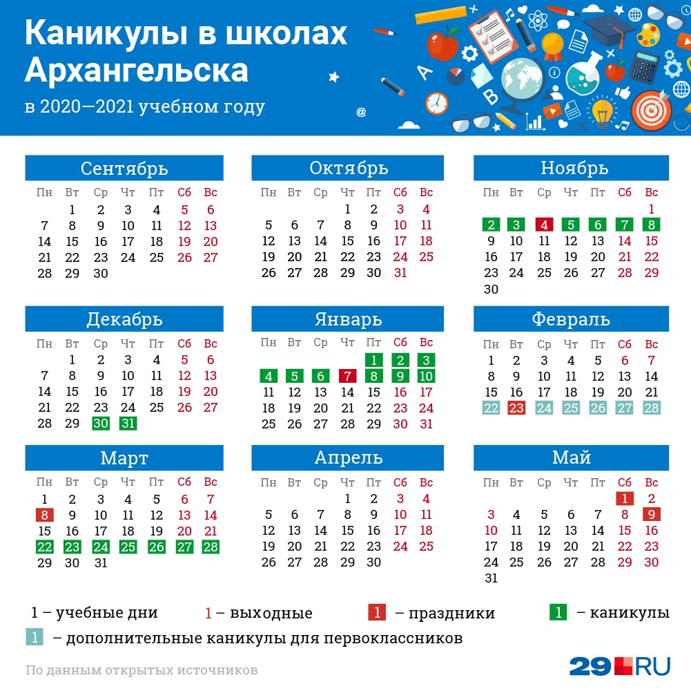 Каникулы в 2020–2021 учебном году Каникулы в 2020–2021 учебном году