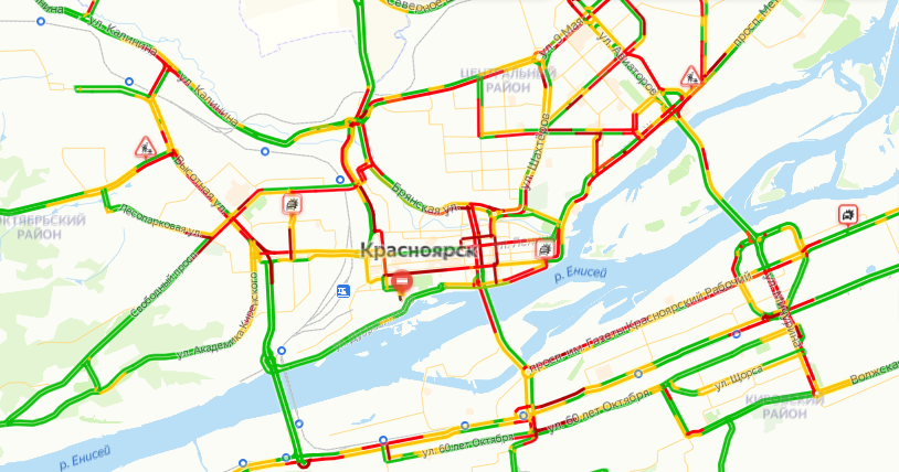 Пробки в красноярске сейчас онлайн карта