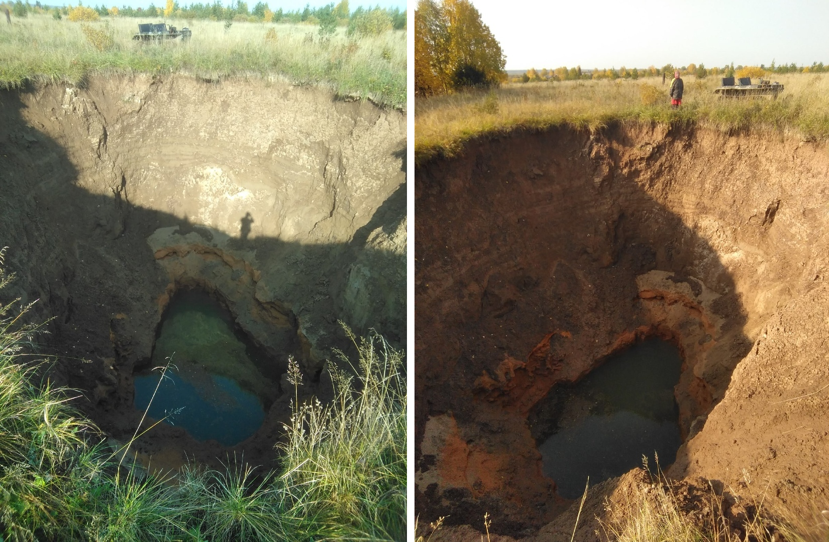 В Виноградовском районе нашли карстовый провал глубиной 24 метра